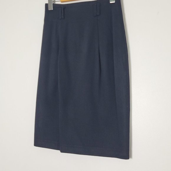 Les Belles Garconnes Vintage Classic Midi Skirt Black Casual Zip Womens Lined - Picture 2 of 15